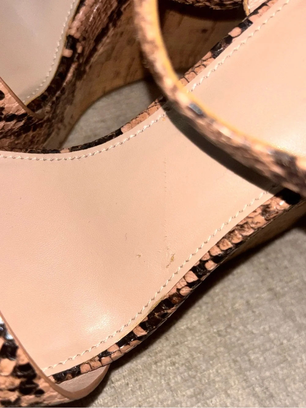 ALDO Snake Print Cork Platform Wedge Sandals Heels 8.5 Buckle Neutral Date Night